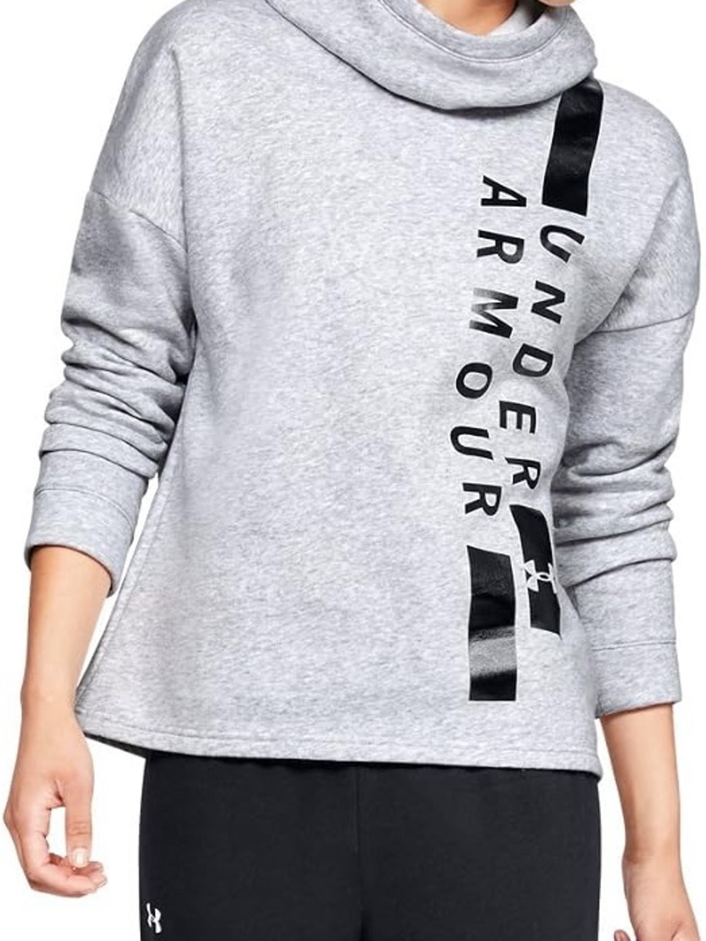 Under Armour Light Gray Cowl Neck Sweatshirt with Black Logo